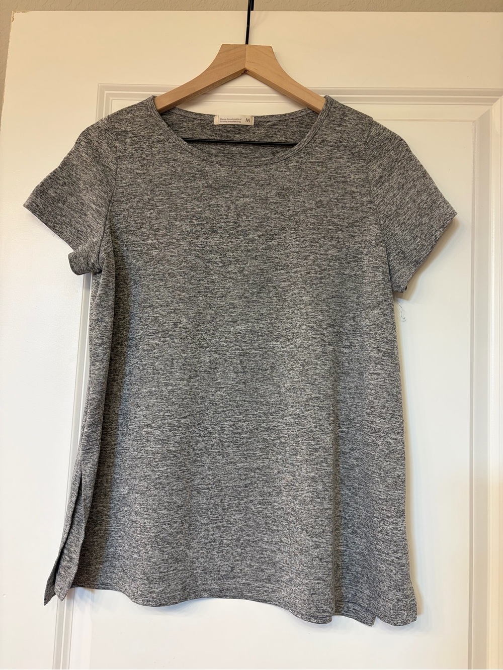 Women's Heather Gray Short Sleeve maternity nursing Tee